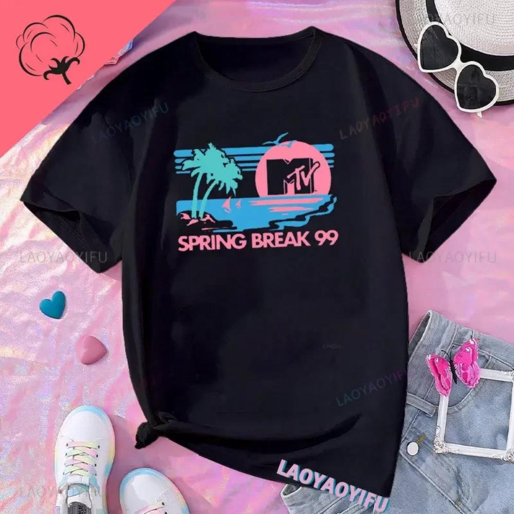 

Mtv SPRING BREAK 99 Retro Casual Cotton TShirt Retro Shirt Pop Music Tv Culture Bands Women Unisex Tops Unisexs Music Clothing S