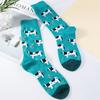 1 Pair Women Cartoon Cute Hedgehog Chick Cow Print Socks, Comfy & Breathable Casual Crew Socks, Women's Stockings & Hosiery