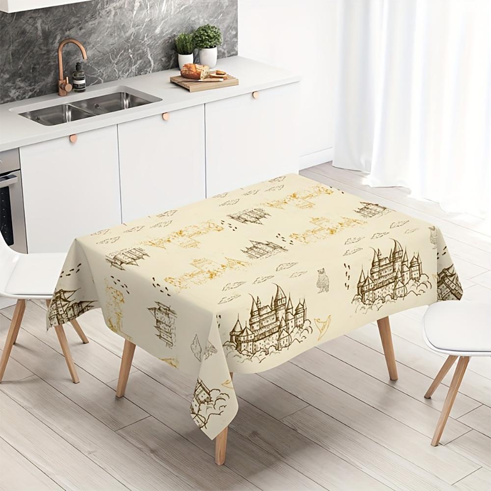 1pc Vintage Print Tablecloth, Dining Table Cover For Home Kitchen Dining Room Decor