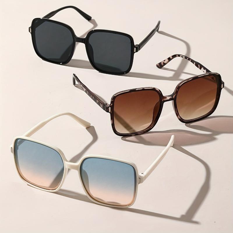 3pcs Women'S Fashion Square Frame Glasses - Stylish Tortoiseshell & Black PC Lenses