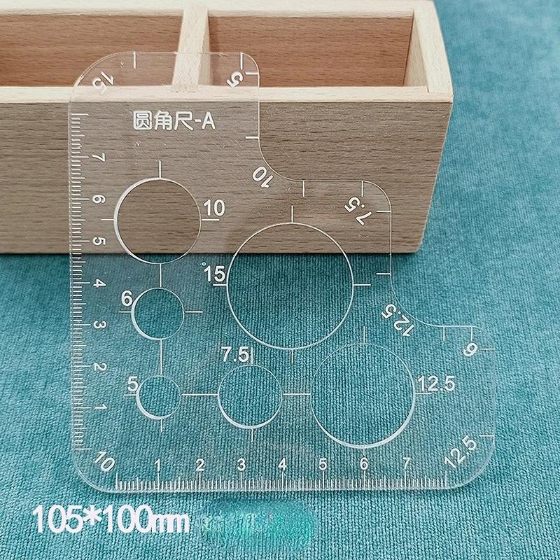 4Styles Acrylic Rounded Corner Ruler Handmade R Rulers Leather Pattern Drawing Ruler Full Size Template DIY Handmade Tools