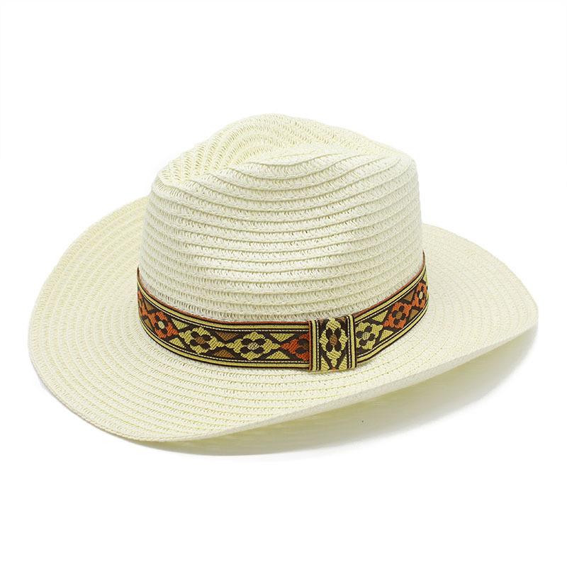 Tibetan Ethnic Style Western Cowboy Straw Hat Top Hat Men And Women Outdoor Beach Hat Sun Protection Hat