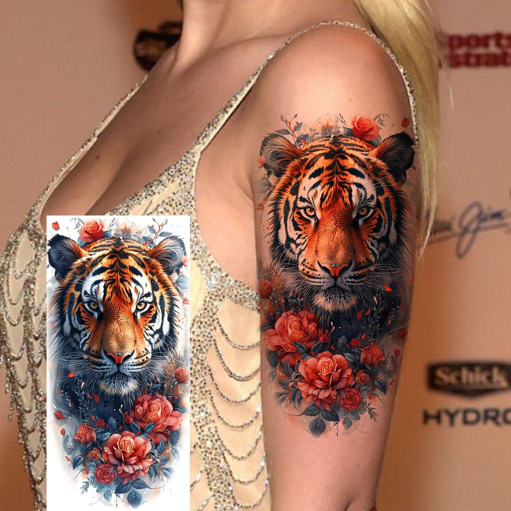 1 list Unikátní Akvarelový Lev Tygr Zvířata Dočasné Tetování Dlouhotrvající Vodotěsný Liška Sova Falešná Tetovací Nálepka Body Art Tetování