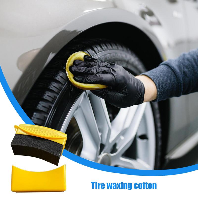Tire Dressing Applicator Pad Car Wheel Dressing Shine Sponge With Lid Reusable Tire Sponges Applicator Pads Car Wheel Dressing