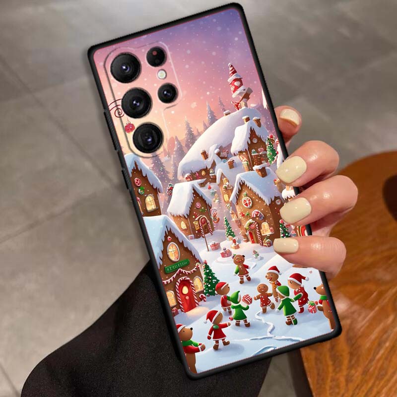 Boîte Cadeau Noël Design Coque de Téléphone Pour Samsung Galaxy S26 S25 S24 S23 S22 S21 S20 Ultra Plus FE 5G Noir TPU Souple