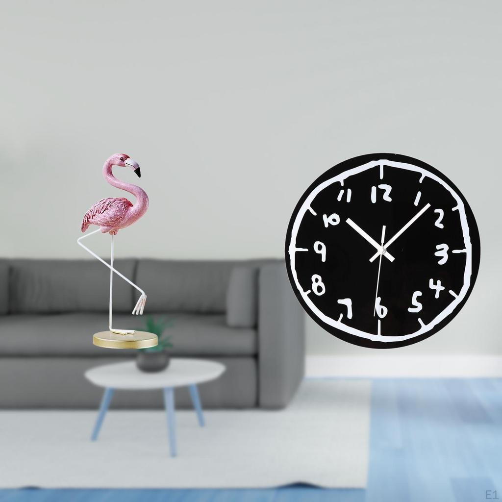 Flamingo Resin Bird Sculpture Modern Art Figurine with Metal Stand And Acrylic Wall Clock Ornament