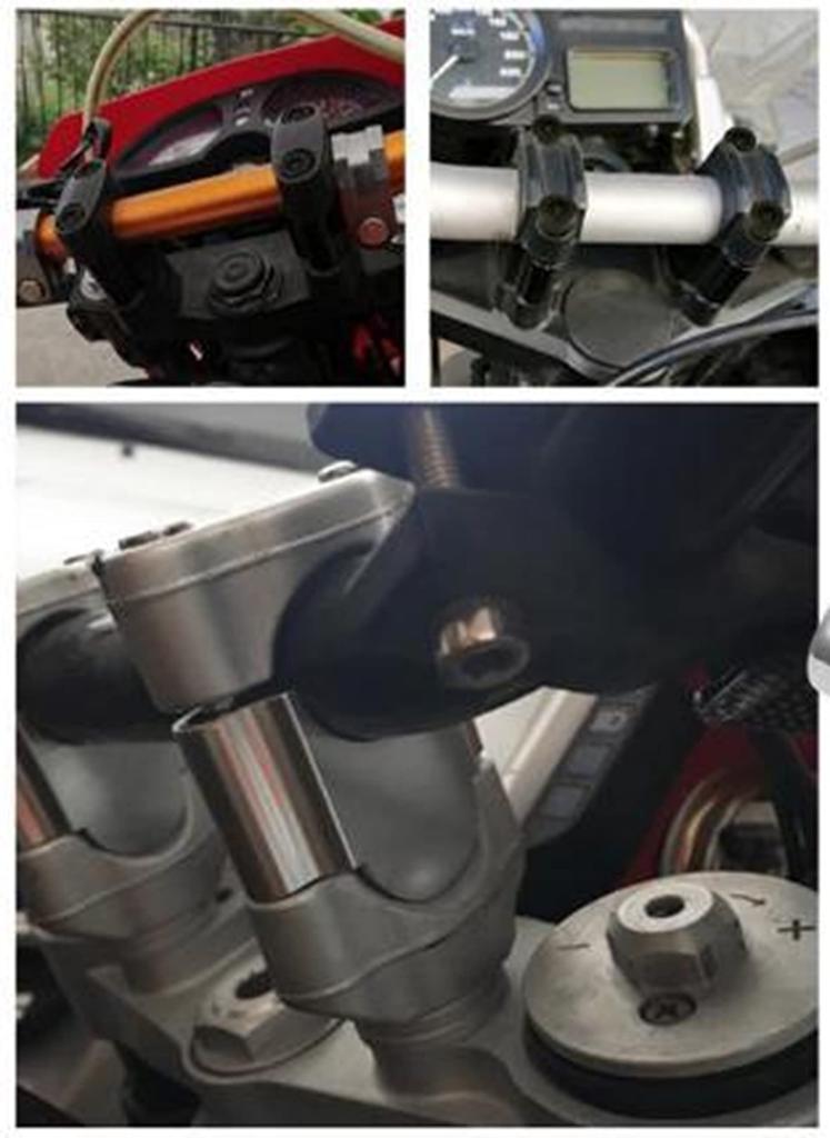 Set of 2 Black 22mm Handlebar Post Spacers for Motorcycles, Increases Handlebar Post Height by 3cm, Fits Standard Bars (Black, 22mm)