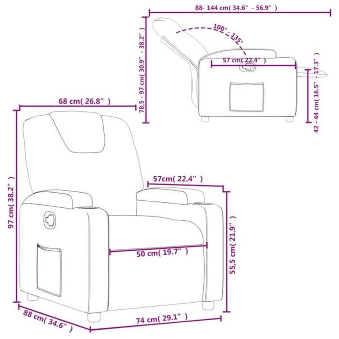 VidaXL Fauteuil Inclinable, Chaise de Relaxation avec Dossier, Siège avec Accoudoirs Rembourrés Salle de Séjour, Moderne, 372365