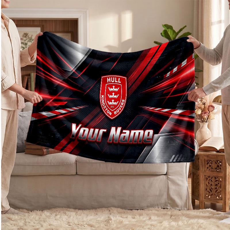 Hull KR Flannel Blanket, Custom Name Text Personalized Soft Throw Blanket Home Decor Gift