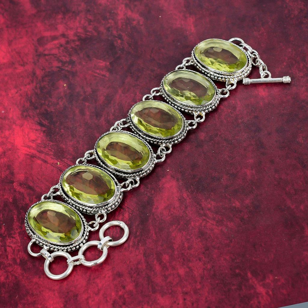 Lemon Topaz Gemstone 925 Solid Sterling Silver Jewelry Bracelet, Handmade Silver Jewelry For Her, Beauteous Topaz Bracelet Jewelry For Women