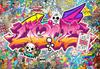 Fototapeta - Sztuka Ulicy - Abstrakcyjny Miejski Kolorowy Mural Graffiti Z Napisem