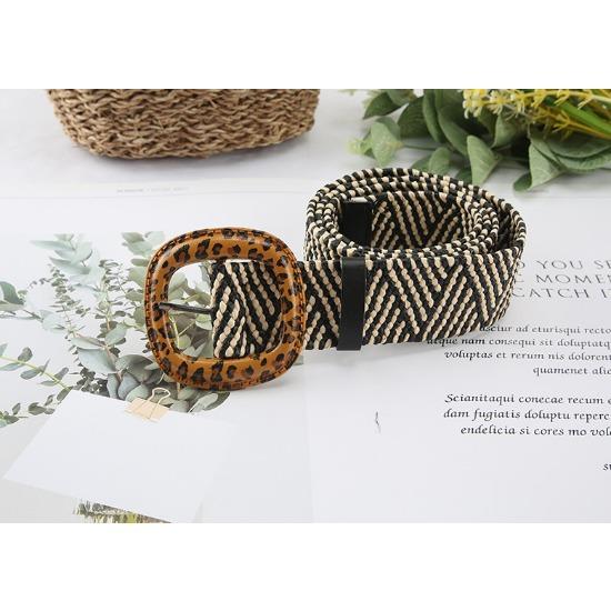 

Плетеный пояс из полипропиленовой травы, женский, ретро, из хлопка и льна, в этническом стиле, пояс для платья, с леопардовым принтом, декоративный пояс с пряжкой