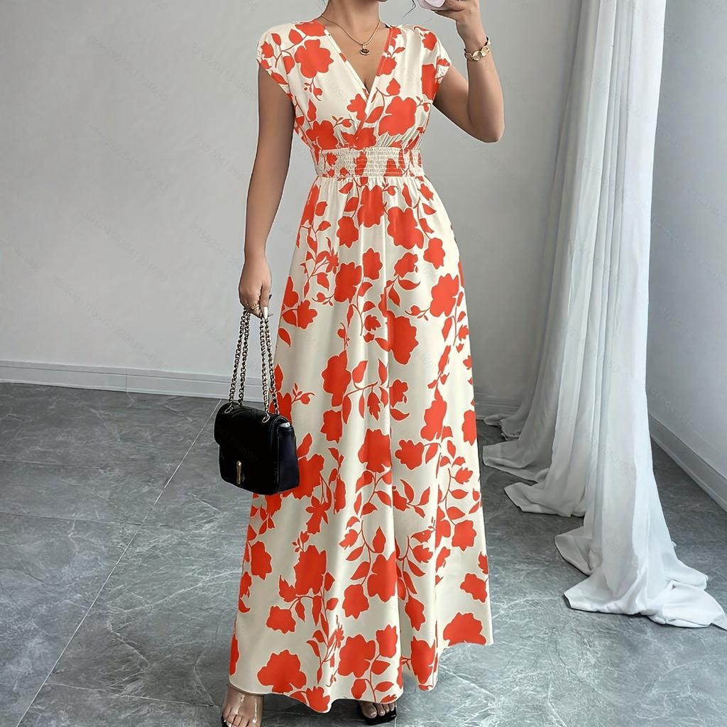 Women's Dress Casual Flowy Dresses  R-neck Vocation Boho Beach Sundress