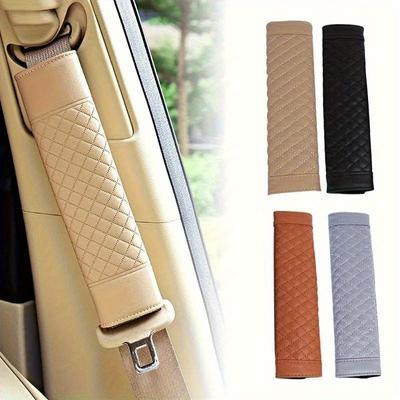 Car Seat Belt Shoulder Cover Embroidery Wear-resistant Non-slip Leather Safety Cover Car Interior Decoration Products