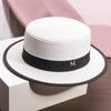 Rough Edge Flat Top Lafite Hat Female Bow Small Fresh Sun Protection Seaside Vacation Beach Sun Hat