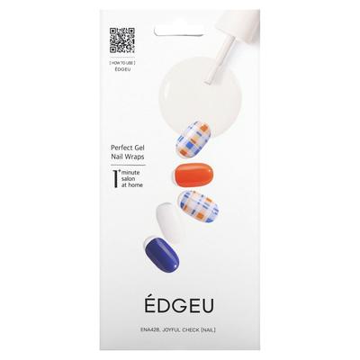 Edgeu, Dokonalý gelový obal na nehty, ENA428, Veselá kostka, Sada 16 proužků