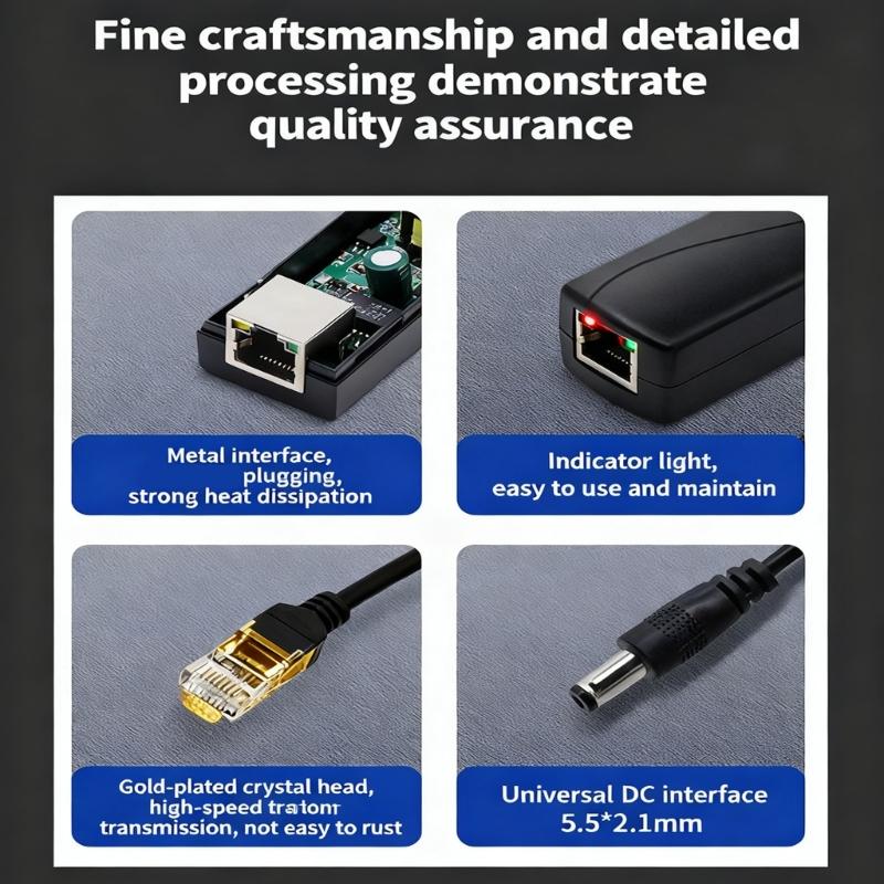Plastic POE Splitter Converts 48V to 12V  IEEE802.3af/at Standard for Surveillances Camera Systems Easy Installation