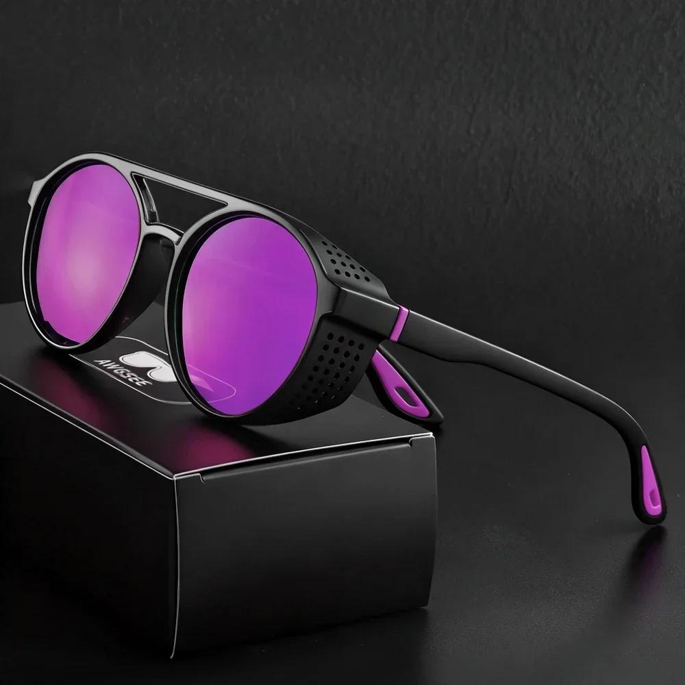 Retro Round Polarized Sunglasses Steampunk Sun Glasses Sports Running Glasses for Fishing Driving for Men Women Driver Goggles