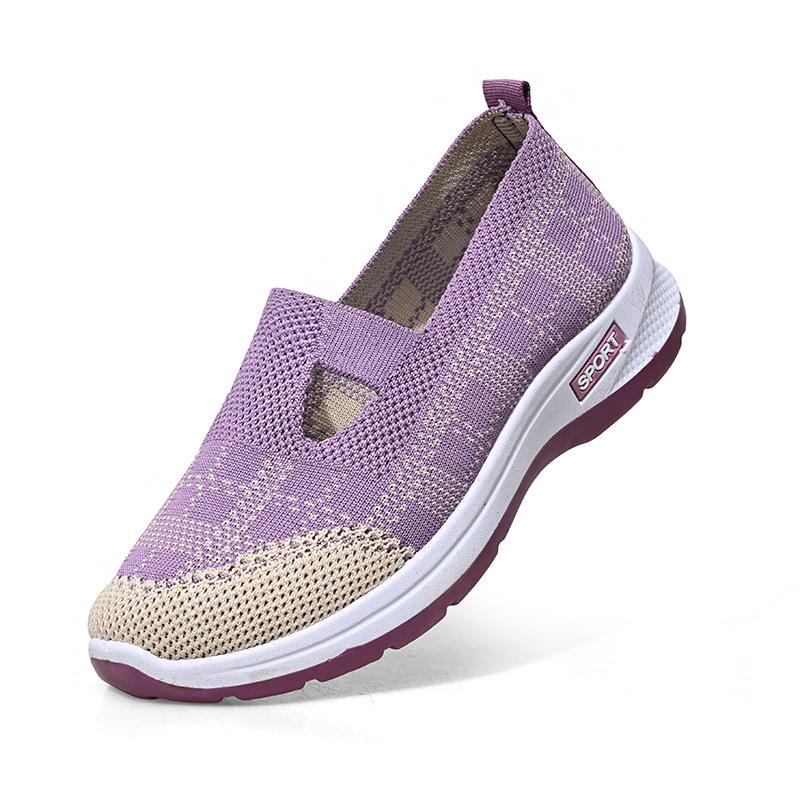 New elderly shoes summer mesh soft sole one-pedal lightweight mother shoes middle old walking non-slip shoes