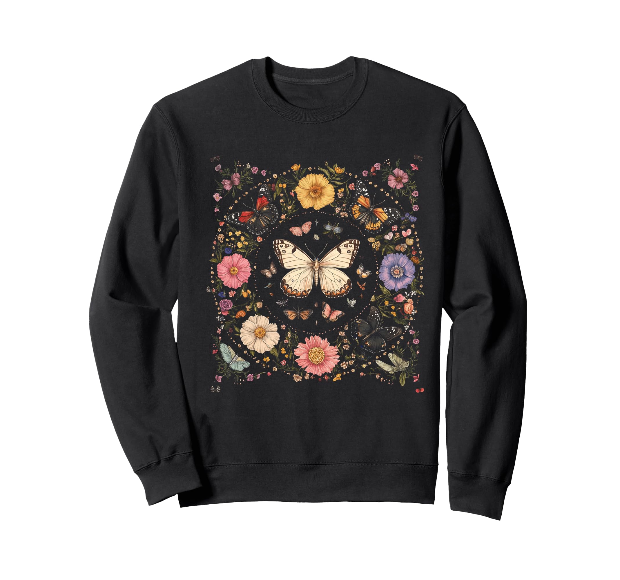 

Cottagecore Boho Flower Butterfly Sweatshirt чёрный
