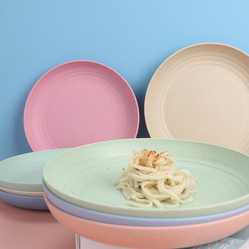 Wheat Straw Deep Dinner Plates Unbreakable Plastic Plates Reusable Dinnerware Microwave and Dishwasher Safe for Kids Adults