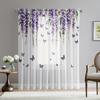 2 Pcs Luxe Sheer Wisteria Floral Curtains – Romantic Art Theme Rod Pocket Design for Bedroom Decor