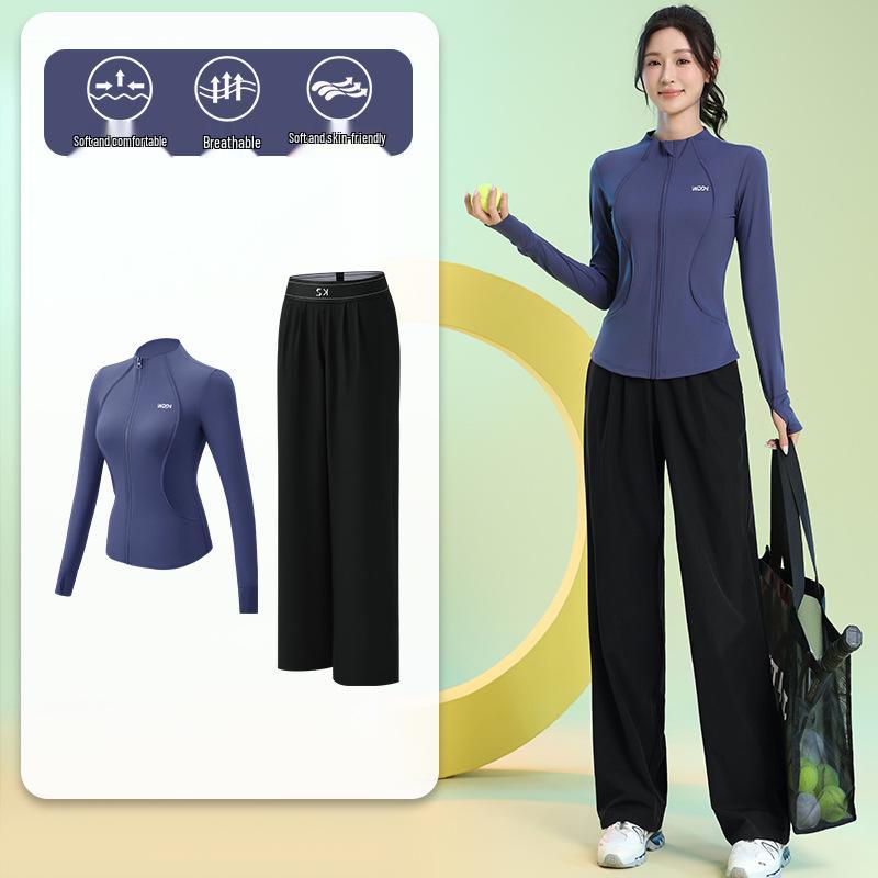 Women's Quick-Dry Long Sleeve Fitness Set for Badminton, Running, and Outdoor Sports - Autumn/Winter Collection