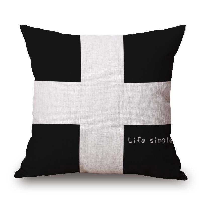 Cover Geometric Cushion Home Sofa Decor Black  White Linen Throw Pillow Case