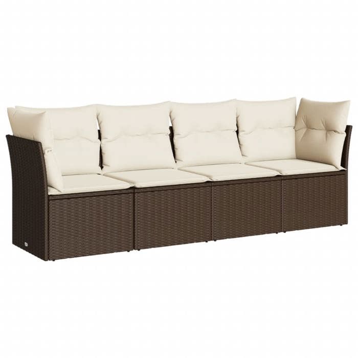 VidaXL Garden Lounge Set 4 Pcs with Brown Cushions Wicker 3217233