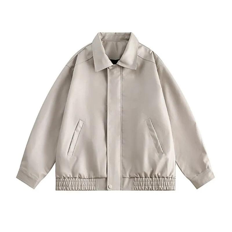 Fashion Korean Short Leather Jacket for Men's PU Casual Jacket for Loose Brown Spring and Autumn Style