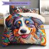 Colorful dog  Pattern Bedding Quilt Set Quilt Cover Pillowcase Home Decoration  Gift (1 * duvet cover + 2 * pillowcase, without core)