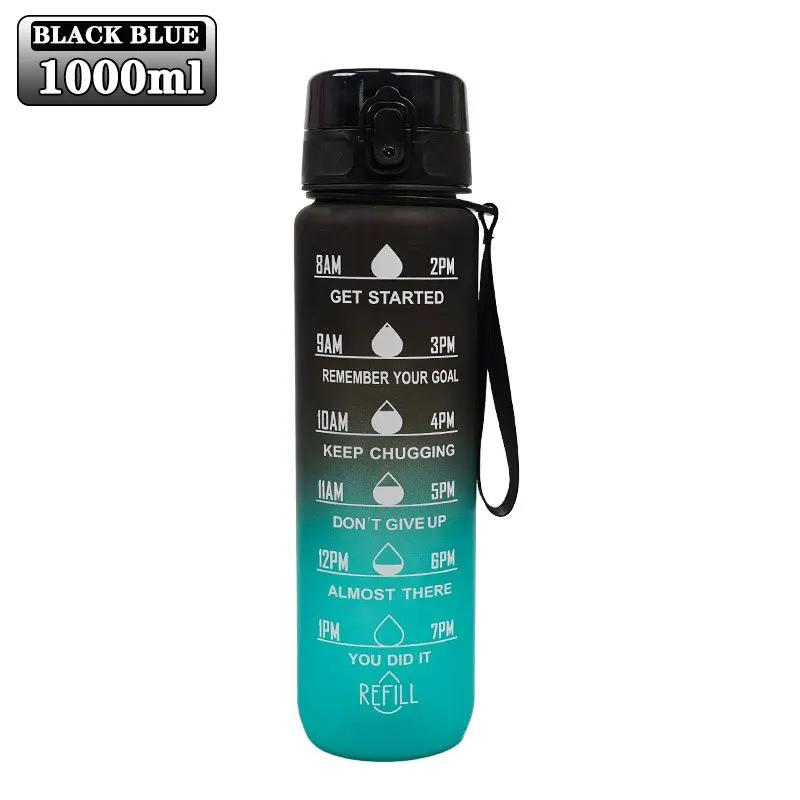 900ML/1000ML Gradient Sports Water Bottle with Time Scale BPA Free Straw Mug Portable Fitness Cup for Kids Outdoor Use