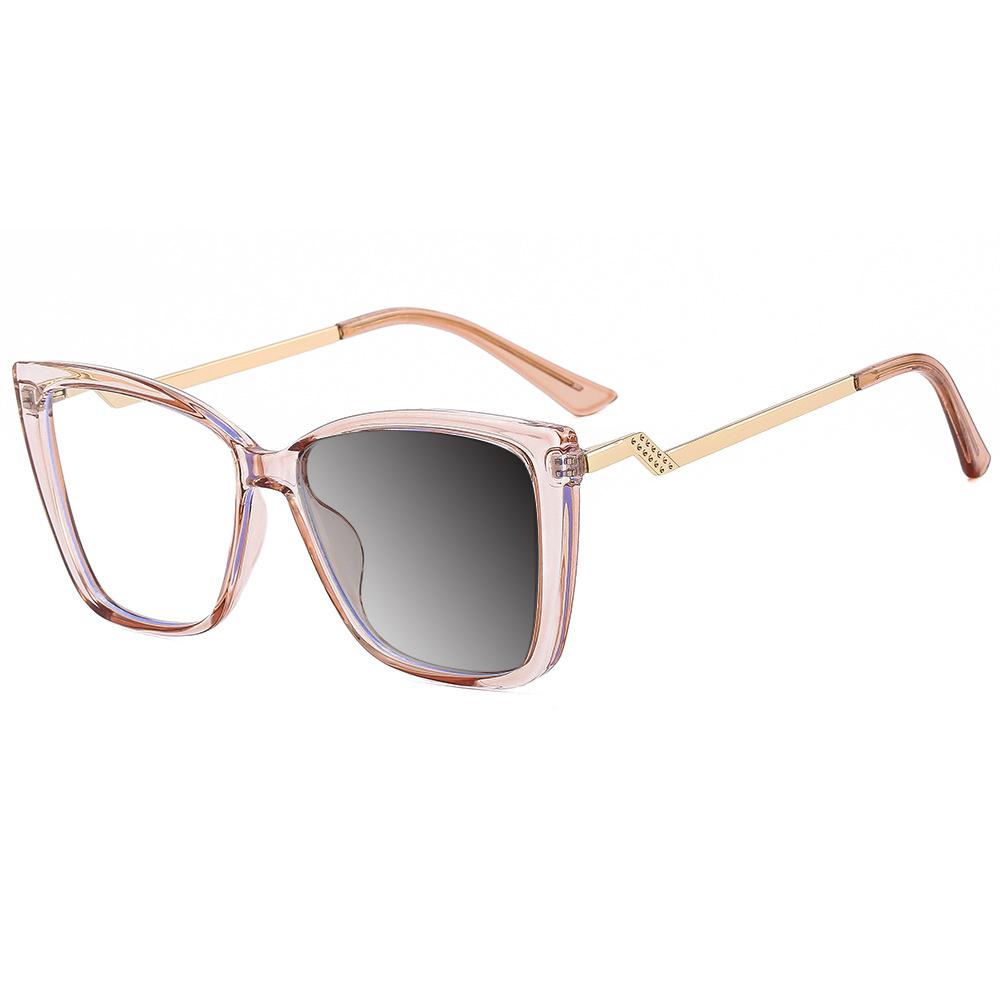 Fashion Brand Retro Square Leopard Women Eyeglass Frame Photochromic Anti Blue Light Reading Glasses
