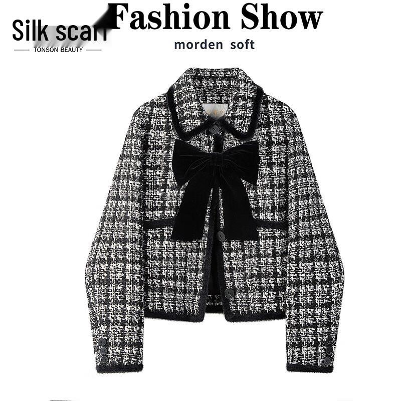 

Женская короткая куртка в клетку в стиле твид S