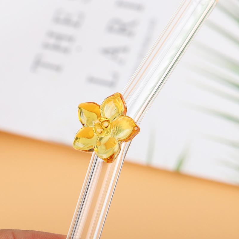 Flower Glass Straw Reusable Drinking Straws Cute Straw For Festival Party Wedding Cocktail Bar Beachs