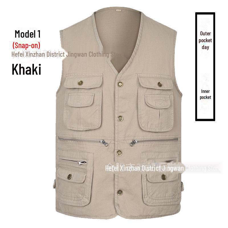 Men's Plus Size Pure Cotton Multi-Pocket Fishing Photography Vest