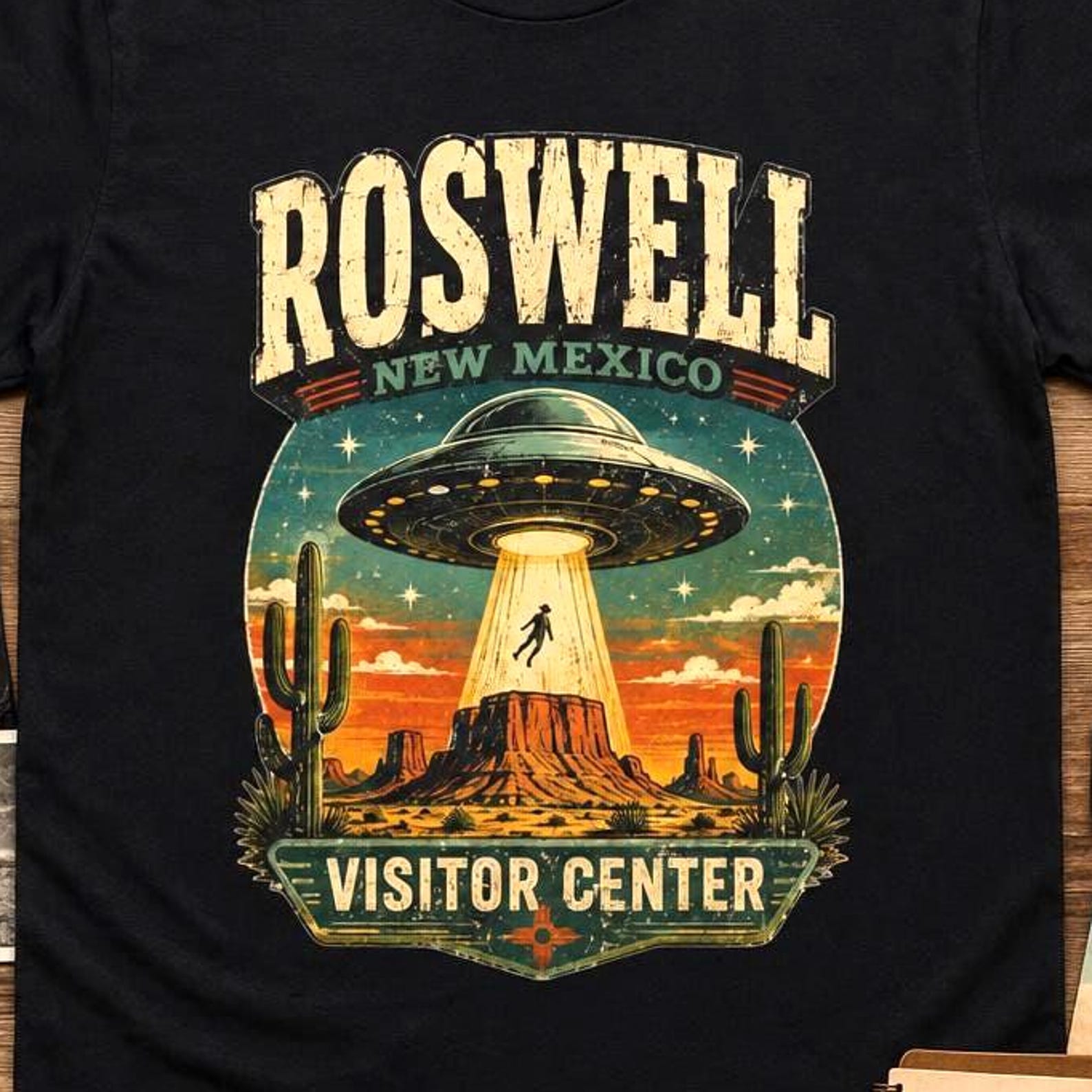 Roswell Visitor Center Shirt, Roswell New Mexico Tee, UFO Shirt, Alien Abduction Shirt, Retro Desert Travel Tee, UFO Gift 3XL