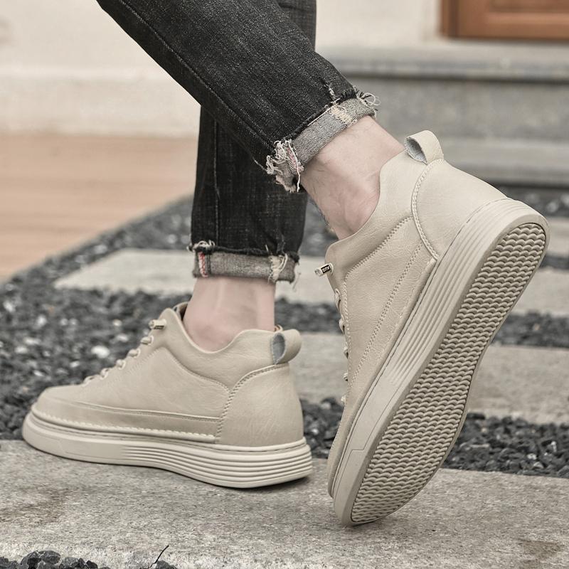Scarpe casual da uomo con rialzo interno 6 cm, tomaia in vera pelle, traspiranti, comode, sneakers che aumentano l'altezza