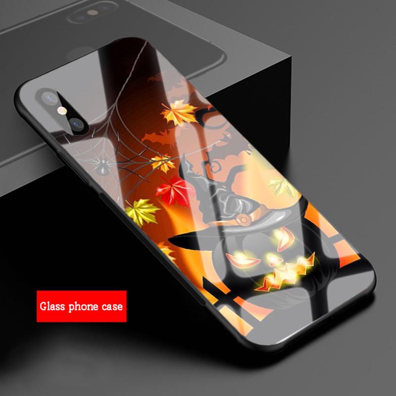 pumpkin Tempered Glass Phone Case For iphone 12 11 Pro Max 5 6 7 8 PLUS X XS XR XSMax Shell 12Pro Cover Shell