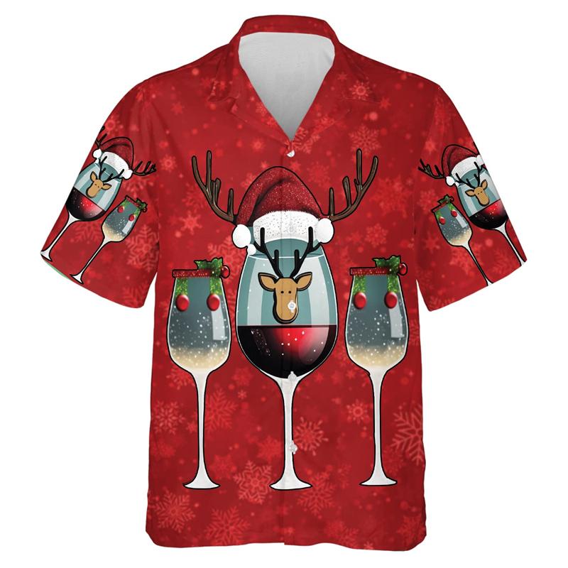

Рубашки с принтом Wine Lover 3D для мужчин, одежда цвета шампанского, гавайские мужские пляжные рубашки, повседневные рождественские блузки с коротким рукавом, унисекс M