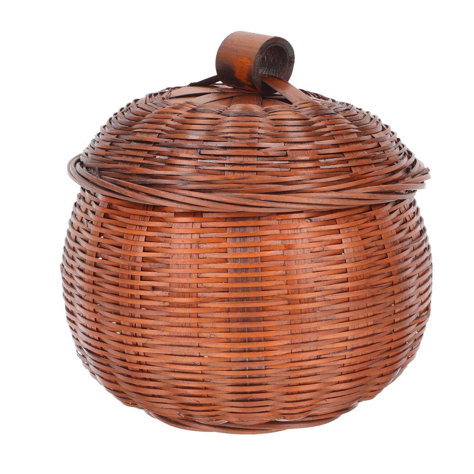 

Round Pumpkin Basket Covered Multi-Function Household Storage Basket Lightweight Convenient Fruit Holder Desktop Storage 13X13CM