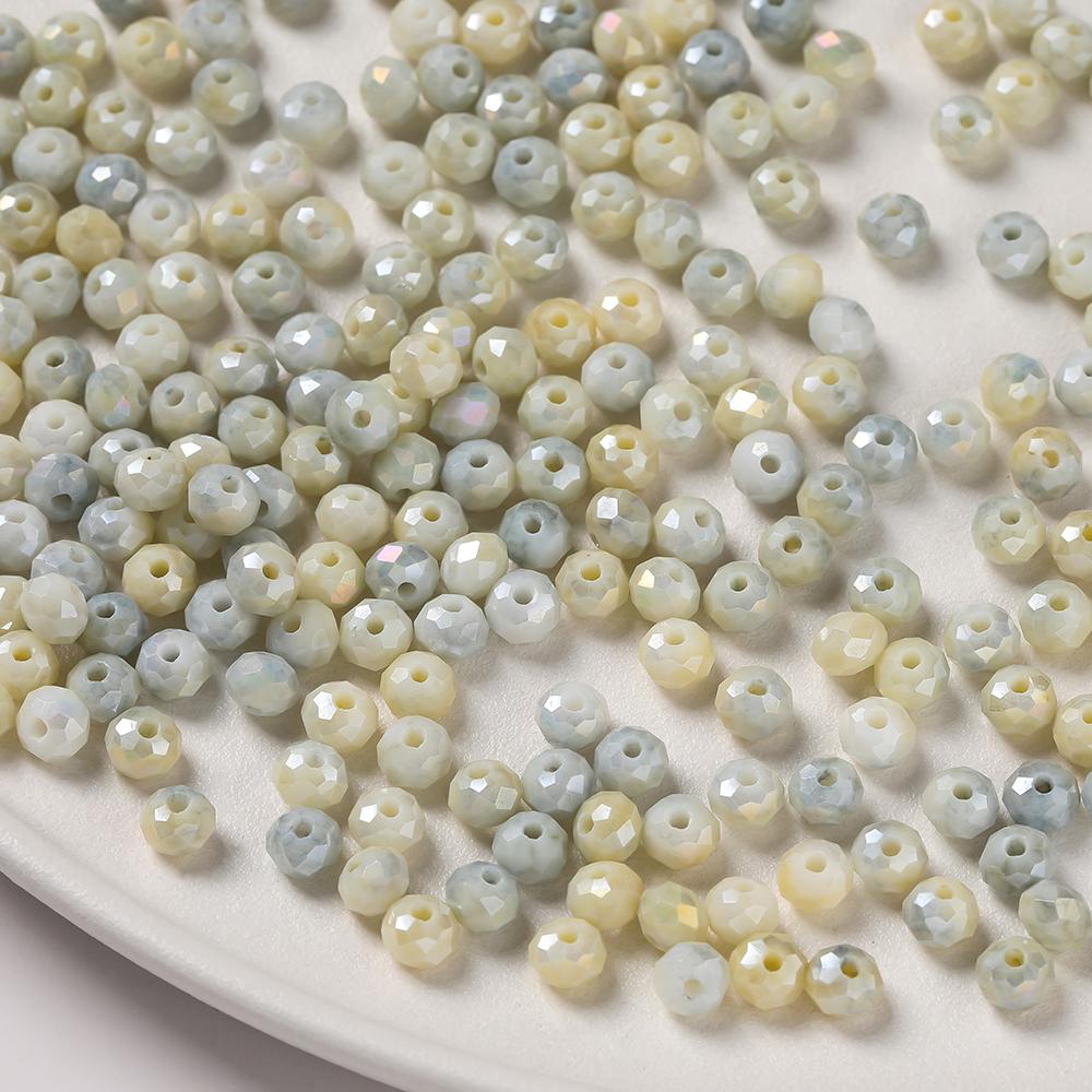 40pcs 6mm Glass Faceted Flat Round Beads Loose Spacer Beads for DIY Craft Necklace Bracelet Jewelry Making Accessories