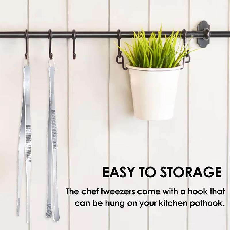 Camping BBQ Tweezers 12inch Kitchen Tweezers Heavy Duty Stainless Steel Cooking Tweezers For Grilling BBQ Seafood JT499