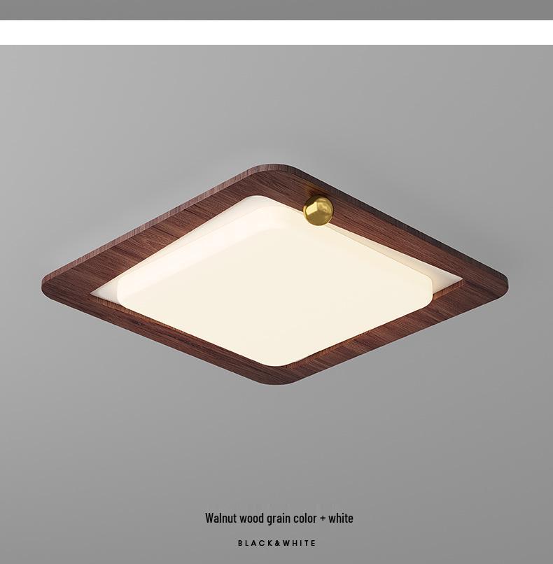 Chinese Style Retro Walnut Ceiling Light - Full Spectrum Eye Protection for Living Room & Study