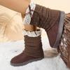Fashion 2025 New Sweet Bowknot Snow Boots Women Winter Fashion Lace Decoration Ankle Boots for Woman Short Plush Non Slip Shoes Autumn