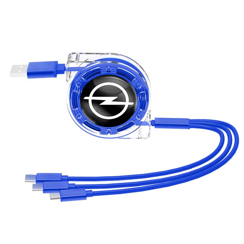 3 In 1 Micro USB Type C Charging Cable Multi Charger For Opel Astra Insignia Vivaro Corsa Mokka Zafira Vectra OPC Vauxhall