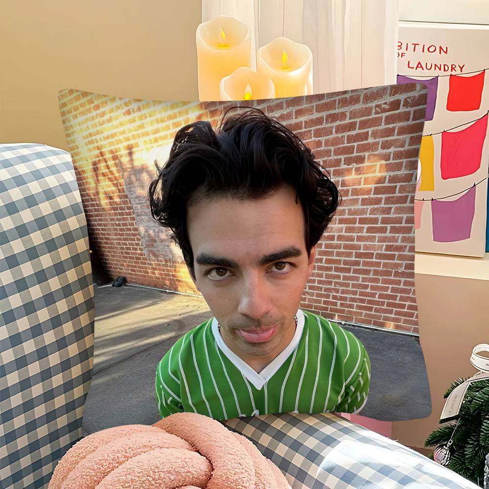 

Singer J-Joe Jonas Pillow Case Fashion Square Pillowcase Bedroom Sofa Room Ins Decoration Leisure Cushion Cover 20x20Inch