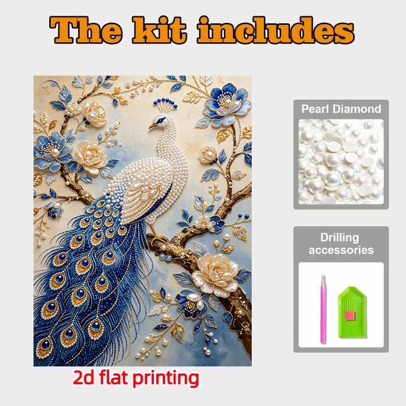 Animal Pearl Painting Handmade 5D Peacock DIY Home Office Desktop Decoration Painting Exquisite Luxury