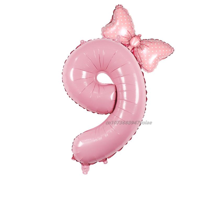 32 Inch Birthday Number Ballons New Girls Princess Birthday Pink Bownot Balloons Wedding Party Ballons Jumbo Number Balloon