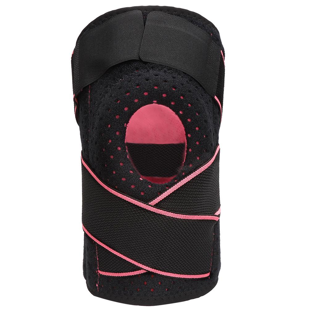 1pc Knee Brace with Side Stabilizers Breathable Sports Knee Support Protector(Black Pink )